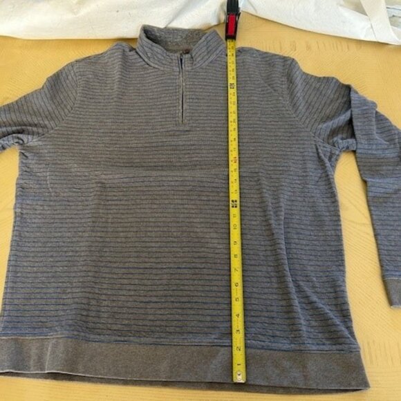 Johnnie-O 1/4 Zip Pullover Mens 2XL Long Sleeve Cotton/Poly Gray w/Blue Stripe - Picture 7 of 14